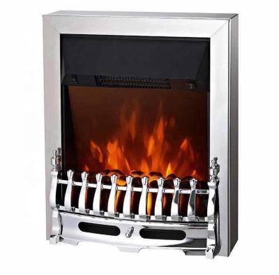 China Electric Fireplace Insert Hotel Electric Heater Fireplace Flame Effect For Mantel Silver Trim Version for sale