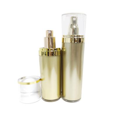 China Custom Color Logo Wholesale Light Luxury Acrylic Cosmetics Packaging Jar Cream Bottle With Pump Head for sale