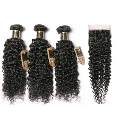 China Kinky Curly Yavida Brazilian Curly Bundles With Closure 100% Unprocessed Virgin Hair Extension for sale