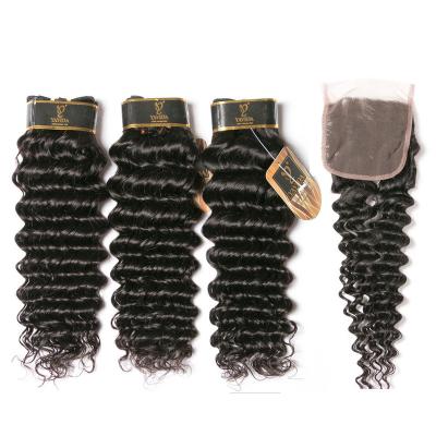 China Wholesale Brazilian Deep Wave Hair Weave Hair Bundles With Closure Deep Wave Hair for sale