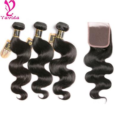 China Brazilian Body Wave Yavida Body Wave Bundles With Closure 100% Hair Weave For Black Women for sale