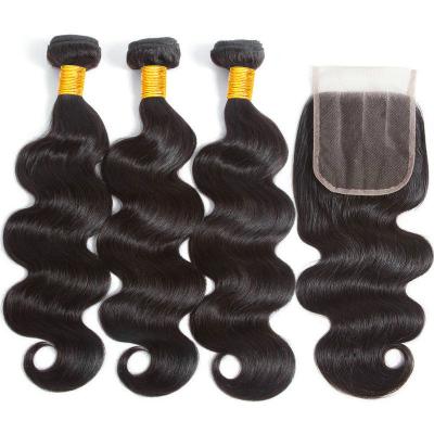 China Wholesale Cheap Peruvian Unprocessed Hair 300g Body Wave 9A Body Wave Hair Bundles Body Wave Hair Bundles With 4*4 Closure for sale