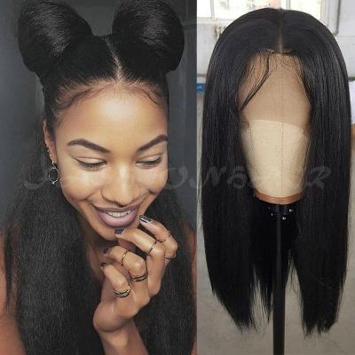 China Full Yaki CURLY STRAIGHT Lace Hair Wigs For Women Curly Straight Lace Front Wigs Brazilian Remy Pre Colored Women Plucked Bleached Knots for sale