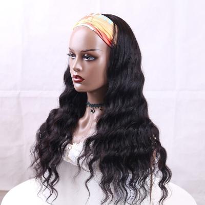 China Water Wave Cuticle Aligned Loose Deep Hair Wigs Headband Lace Bangs Machine Made Wig Non for sale