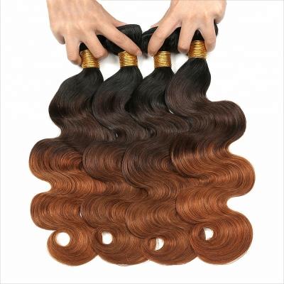 China Cheap price 100% new remy body wave/lot two body wave Brazilian hair 3 bundles 3 tone ombre T1b-30 hair for sale