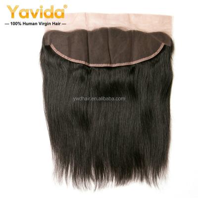 China 100% Natural Black PeruvianStraight Human Hair 13*4 Wave Hairband Silky Straight Lace Frontal Closure Remy Human Hair for sale