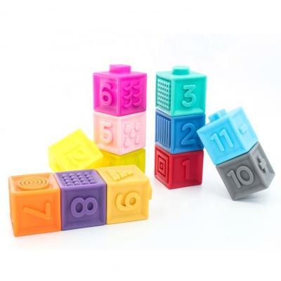 China Educational Toy 12pcs Building Block Sets Food Grade Ball Plug Educational Brick Model Plastic Soft Toy for sale