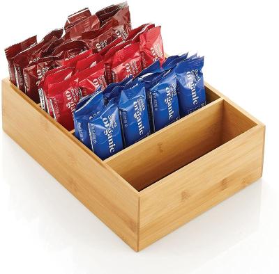 China Addreen's Latest Minimalist Sustainable Container Coffee Bamboo Condiment Organize Wooden Tea Box Organizer for sale