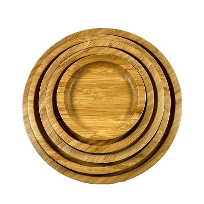 China Kitchen Addreen Tableware Round Bamboo Serving Tray for Drinks Breakfast Ottoman or Coffee Table Wooden Trays for sale