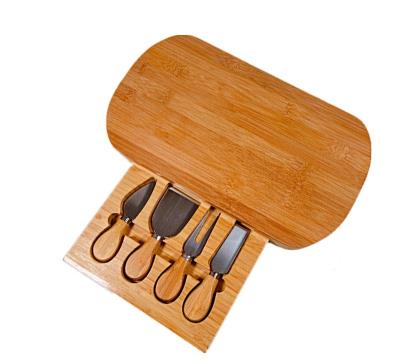 China Sustainable Andreen Cheese Board Bamboo Cheese Board With Slide-out Drawer Cheese Board With Knife Set for sale