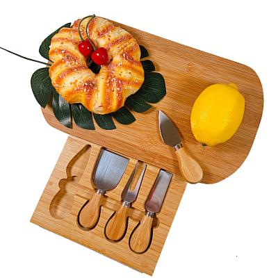 China Addreen Sustainable Custom Made Bamboo Cheese Board Wooden Cutting Board Cheese Board With Knife Set Bamboo for sale