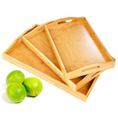 China Kitchenware Addreen Bamboo Serving Tray, Rectangle Bamboo Serving Tray Set, Wooden Serving Trays Bamboo for sale