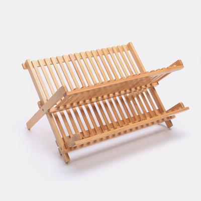 China Addreen's Natural Bamboo Dish Rack New Foldable and Compact Style Viable Goods for Space Saving Storage for sale