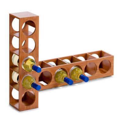 China Eco-friendly Bamboo Rack 10 Bottle Red Wine Display Bamboo Wine Rack for sale