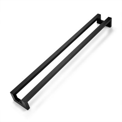 China Sale Full Modern Simple Style Stainless Steel Main Door Office Glass Handle With Curves Matte Black Hotel Villa Office Handle for sale