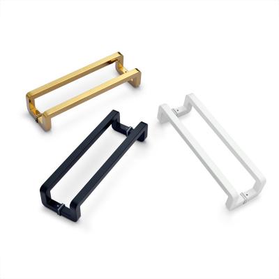 China New Arrival Modern Four-bend Long Glass Door Handle Stainless Steel Hotel Back To Pull Back Door Handle for sale