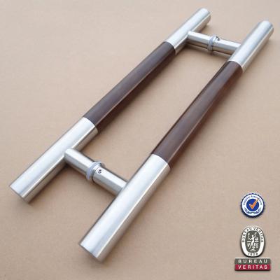 China Wholesale Easy Installation H Shape Stainless Steel And Round Double Sided Big Pull Solid Wood Door Handles From Manufacturer for sale