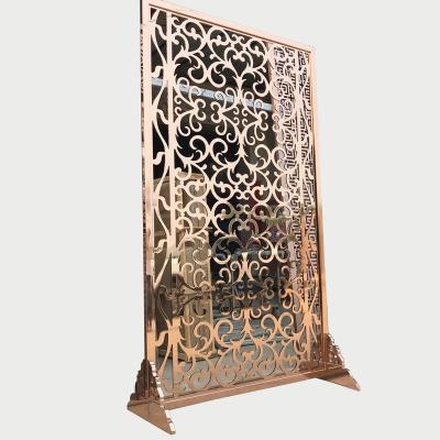 China Easy Set Elegant Stainless Steel Cutout Decorative Room Divider with Movable Hall Screen Pedestal for sale