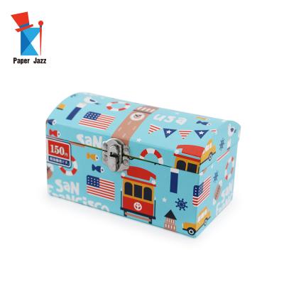 China Sustainable Lid Decorative Paper Box Small Fancy Cardboard Arched Custom Gift Boxes For Kids Storage With Metal Lock for sale