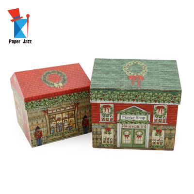 China Flowers Gift House Shape Decorative Paper Gift Box Handmade Rigid Cardboard for sale