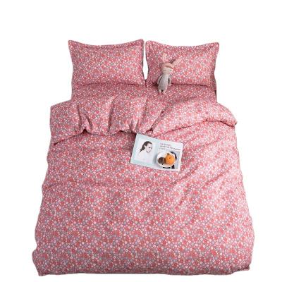 China Cheap Pink King 4pcs Size Bed Sheet Duvet Cover Bedding Set From Nantong Factory Nondisposable for sale