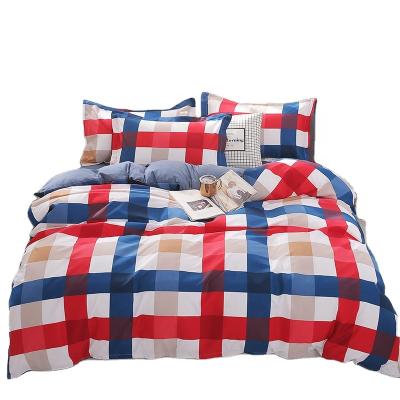 China Cheap Single Nantong Queen King Size 4pcs Sheet Duvet Cover Bedding Set New Double Factory Nondisposable Stripe for sale