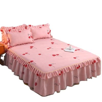 China Cheap Pink MOQ Cheerful Fitted Bedspread Skirt 200cmx220cm Low Home Prices 150cmx200cm 180cmx200cm 180cmx220cm for sale