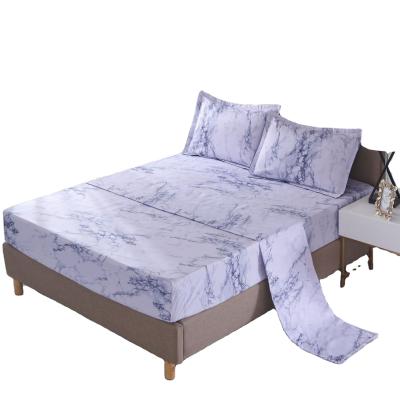 China Low MOQ Disposable Single Queen King Size Marble Fitted Single Double Bed Sheet for sale