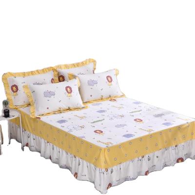 China Cheap Home 100% Cotton Single Queen King Size Bed Sheer Fitted Bedspread Skirt for sale