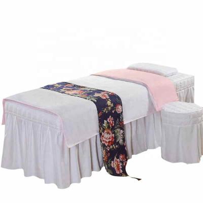 China Nondisposable White Pink 4pcs Massage Sheet Set for sale