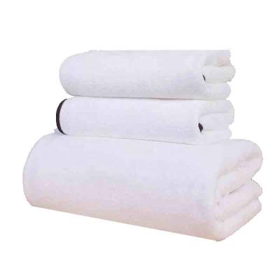 China Compressed 3pcs per Set One Set Face Towel Hair Turban Super Soft Quick Dry White Microfiber Bath Towel for sale