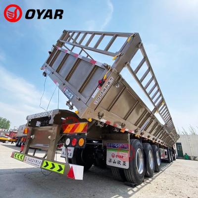 China Truck Trailer China Manufacture 3 Axle Side Tipping Fence Dump Trailer For Sale for sale