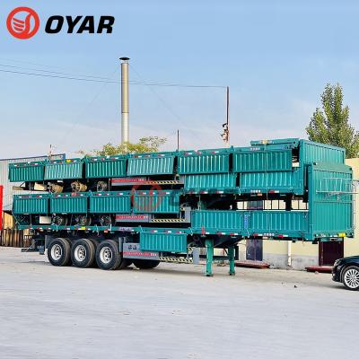 China Main Truck Trailer Brand 30-60 Ton Hydraulic Barrier Side Tipping Cargo Semi Trailer for sale