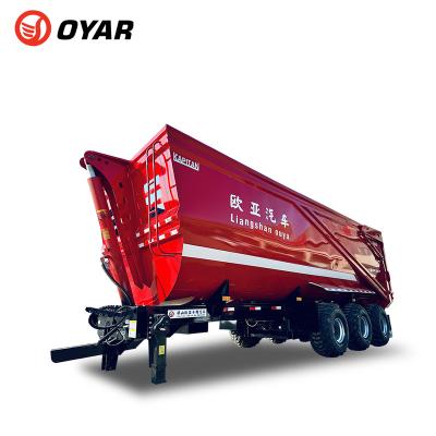 China Heavy Duty Truck Trailer Axle Dump Semi Trailer 45 Cubic Meter 3 60 Tipper Rear U Shape Semi Dump Trailer for sale