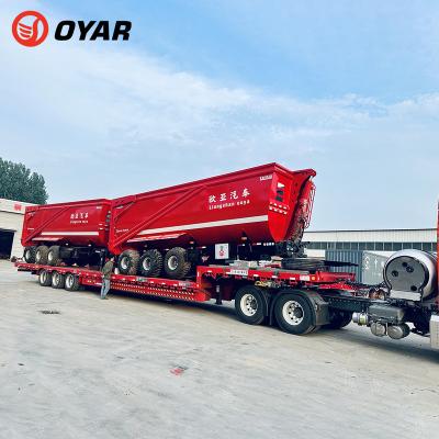 China Hydraulic Truck Trailer Axle 50tons 2/3/4 40 CBM Ushape Rear Tipper Truck Trailer for sale