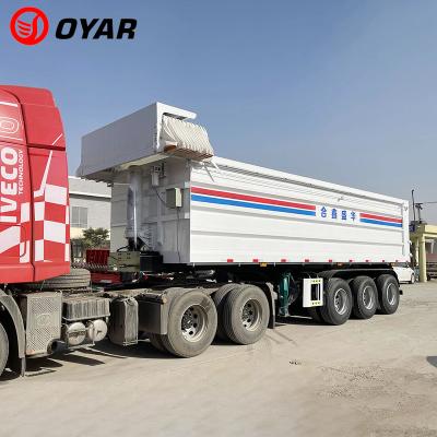 China Rear Hydraulic Cubic Meter 3 Axles Transport Coal or Gravel Aggregate Truck Trailer 45 Dump Trailers End Tipper Semi Trailer for sale