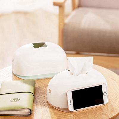 China Bread Tissue Table Box With Mobile Phone In Front Custom Plastic Household Factory Home Decoration TV Tissue Dispenser Boxed for sale