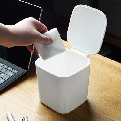 China Cover Mini Plastic Desktop Trash Can Viable Japanese Minimalist Garbage Bin for sale