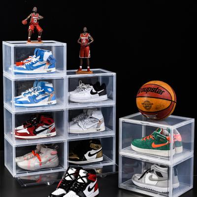 China Magnetic Viable 36*28*22cm Opening Increase Capacity Stackable OEM Shoes Storage Box Wholesale Folding in Aliexpress for sale