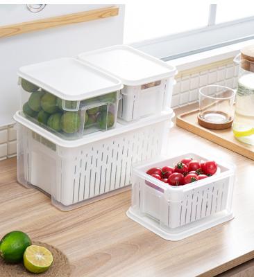 China Next New Plastic Freshness Preservation Double Layer Drain Storage Fruit Dry Box With Lid for sale