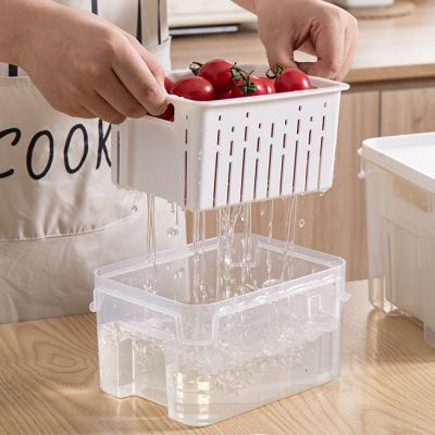 China Freshness Preservation Household Rotating Double Plastic Multifunctional Creative Kitchen Fruit And Vegetable Drain Box Storage Basket for sale