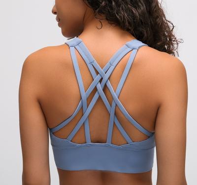 China 2020 New Strap Sexy Breathable Yoga Bra Women Sports Custom Bra Padded Breathable Athleisure Sports Bra for sale