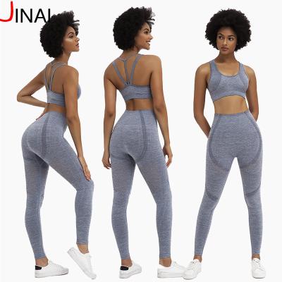 China Breathable Breathable Leggings+Sports Bra Yoga Set Seamless Bbmee Fitness Gym Tights Compression Pants Skinny Workout Exercises Set for sale