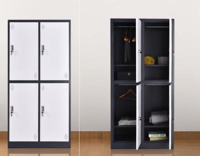 China Large Capacity 4 Doors Eco-friendly Fashionable School Clothing Steel Storage Cabinets / Four Compartments Wall Mounted Wardrobe Closet for sale