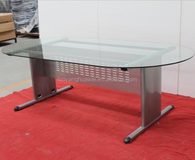 China Hot End Selling Custom Modern Office Workmanship Conference Desk Glass Top Meeting Table/Desktop Tempered Glass for sale