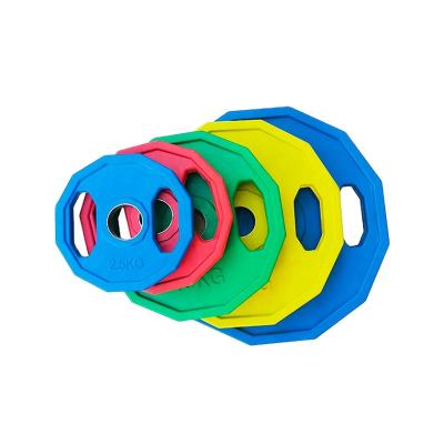 China Weight Lfiting SET FITNESS OEM Two Handles Colorful Rubber Coated Weight Plate for sale