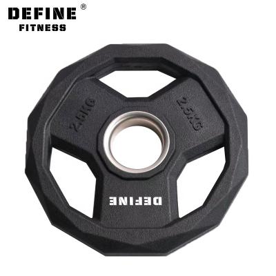 China Universal SET FITNESS TPU Grip Weight Plates With Customized Logo Urethane Black Tri Grip Weight Plate 12 Side To Shape TPU Weight Plates for sale