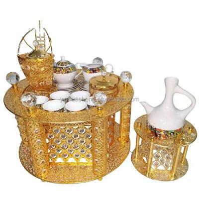 China Ethiopian Gold Rekebot Coffee Table Viable Wholesale Metal With Saba Telet Design Tea Coffee Cup Set for sale