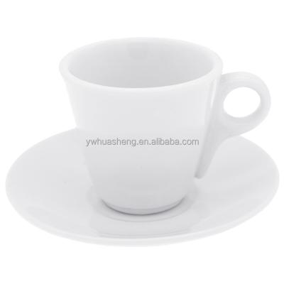 China Viable factory sell hot sale popular ceramic coffee set of 90ml espresso plain small white coffee cup and saucer for coffee shop restaurant for sale