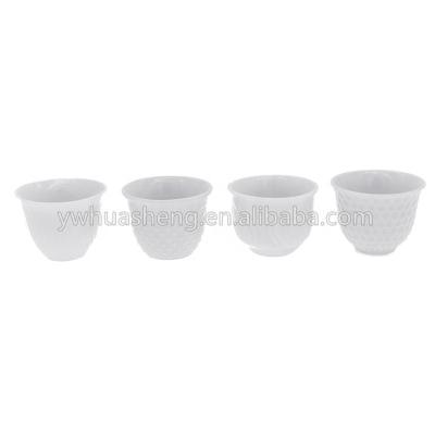 China Hot Selling Ethiopian Plain 80ml 12pcs Cawa White Mug Ceramic Middle East Wholesale Viable No Handle White Coffee Mug Stock for sale